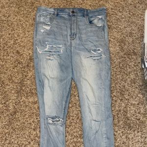 ripped american eagle jeans - curvy super high rise jegging size 14 long